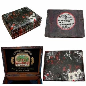 New Artisan Hand Painted By Me Gothic Poured Vintage Cigar Box By Arturo Fuente
